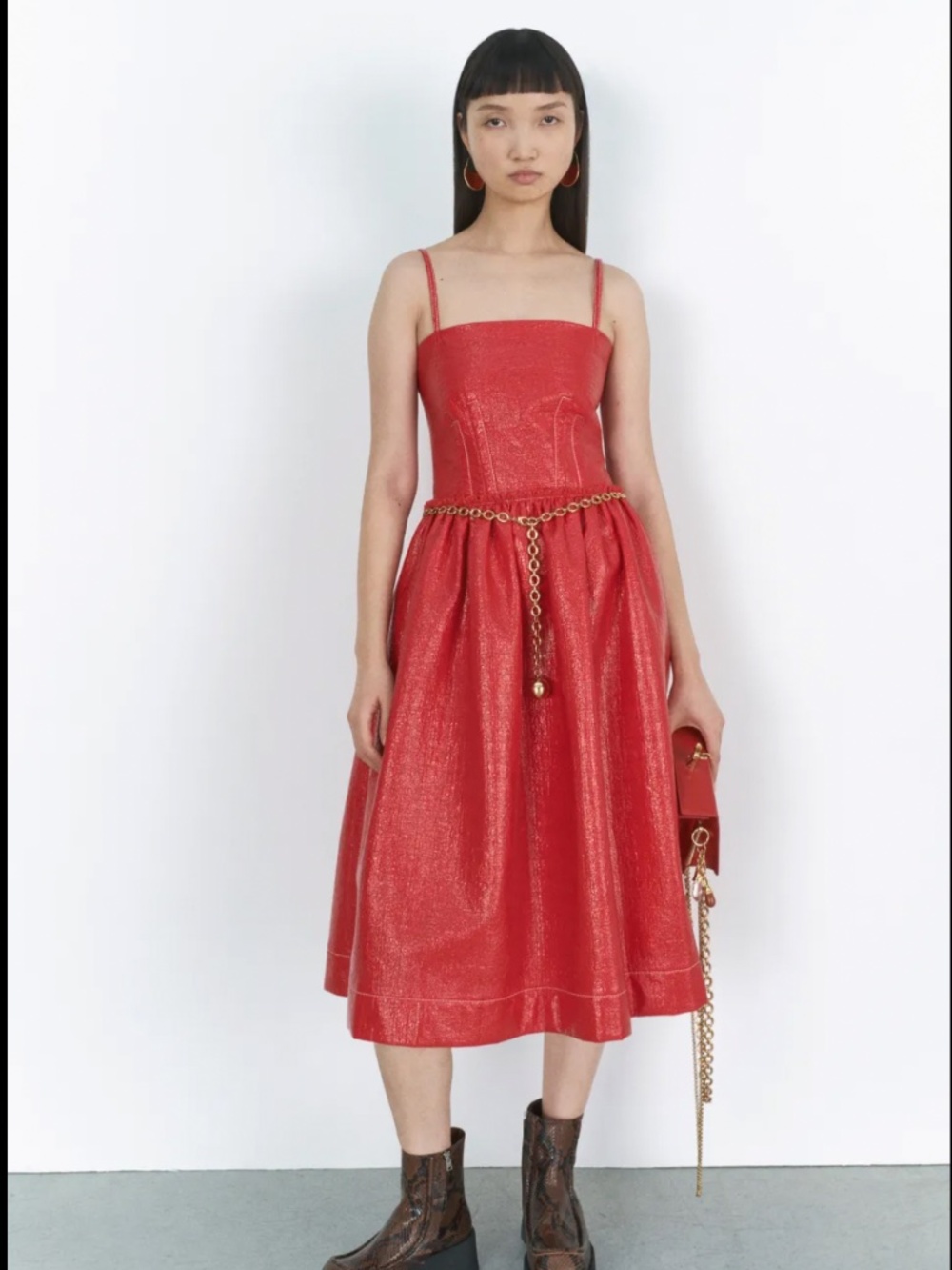 NWT Marni Raspberry Coated Tweed Corset Midi Dress IT 40